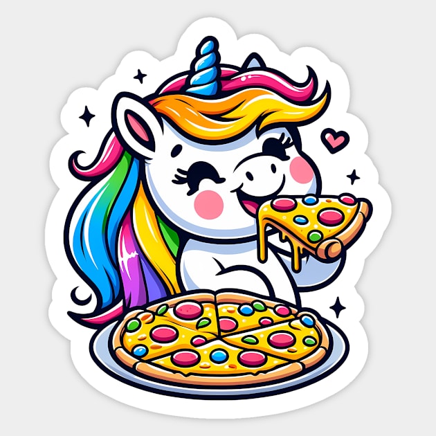 Pizza Unicorn Lover, Love Eating Pizza Sticker by logiamerch